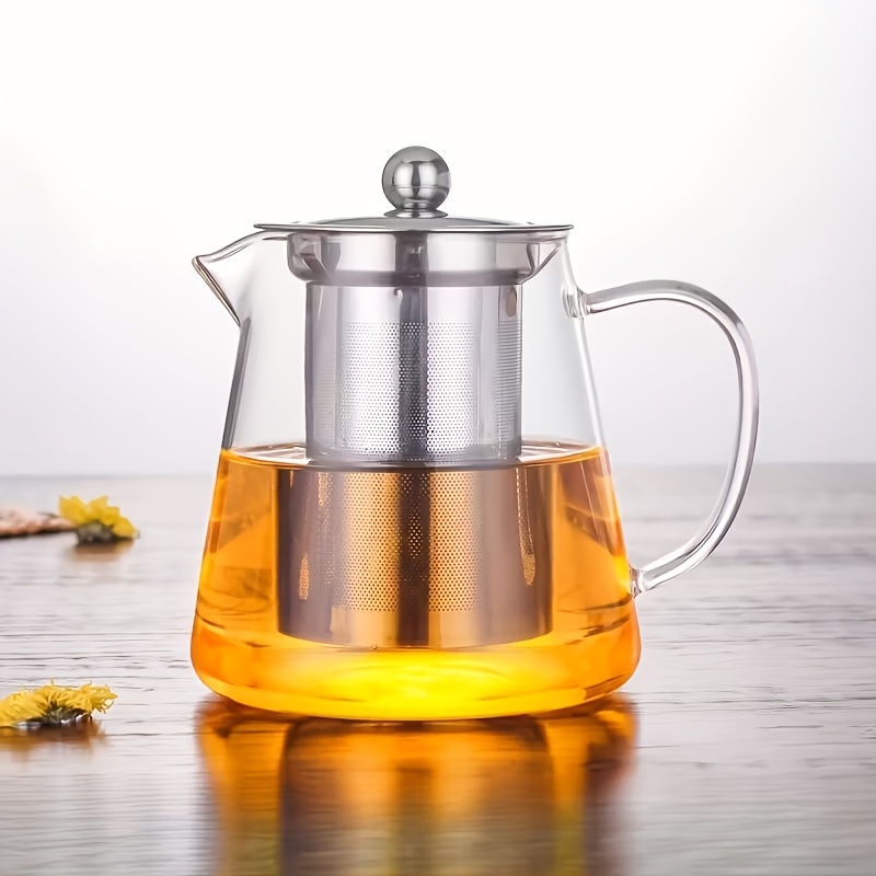 1 tetera de vidrio para bubble tea, separador de té y agua, taza de té resistente a altas temperaturas, juego de té engrosado, uso doméstico, hervidor de agua, tetera individual para preparar té, capacidad seleccionable
