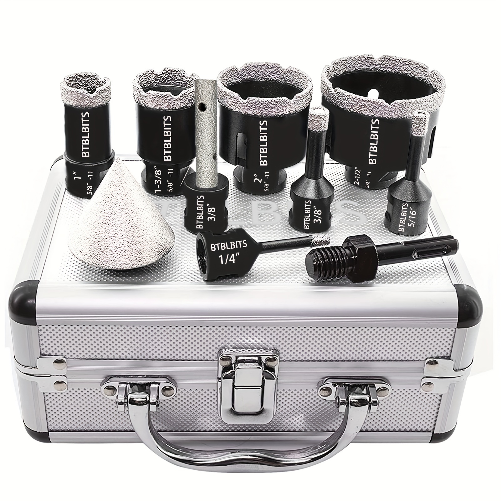 TEMU 10pcs Diamond Core Drill Bits Set With Box, 10pcs Kit With 3pcs Or 5pcs Diamond Saw Blades & Cutting Discs For Porcelain Tile Granite Masonry