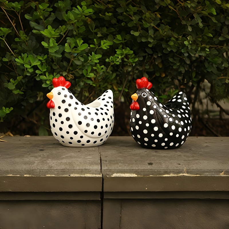 

Polka Dot Chicken Planter: Resin Statue For Indoor/outdoor Decor - Suitable For Christmas, Hanukkah, Thanksgiving, And More