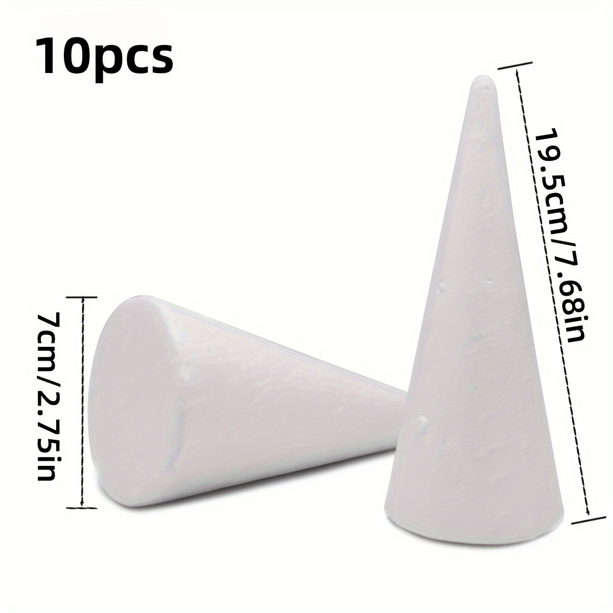 E-shop 19,5 cm / 6,78 Zoll weiße Schaumstoffkugeln, 10 Stück, konische -Schaumstoffformen für Modelle, Bastelarbeiten, -Schaumstoff-Blumenarrangements