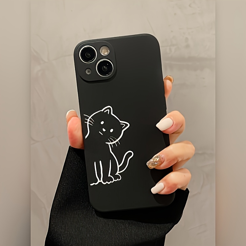 TEMU Phone Case - Line Crooked Head Cat Straight Edge Magic Cube Tpu Phone Case, A Must-have Fashion Trend Phone Case, Suitable For