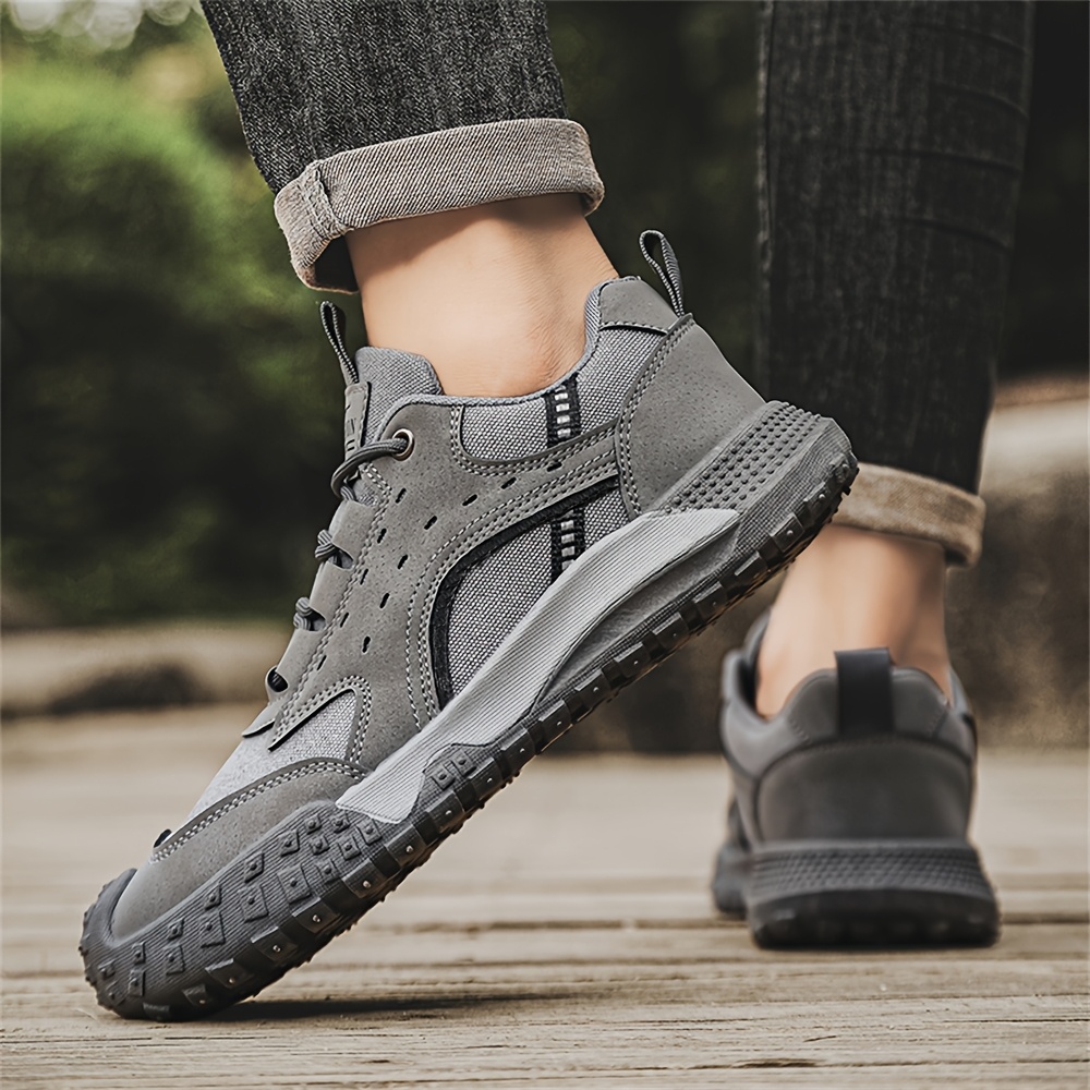 Men's New Fashion Trend Sneakers with Comfortable and Soft Inner Lining for Foot Protection, Upper with Lace-Up Design, Wear-Resistant Sole, Comfortable and Durable, Suitable for Outdoor Mountain Climbing, Work, Sports, and Casual Wear