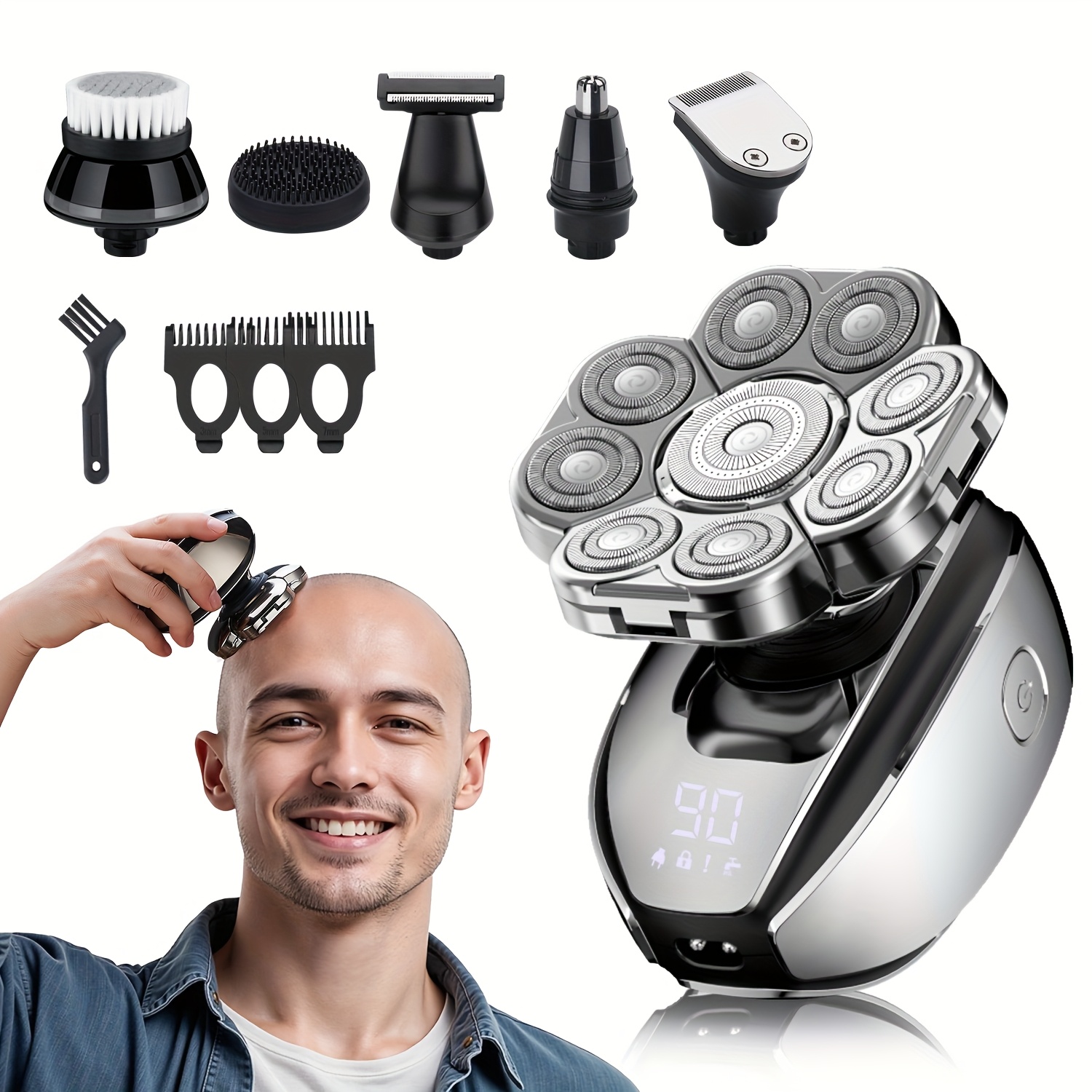 Men's Razor Electric Shaver Usb Rechargeable Rotary Shaver - Temu Canada - View #9