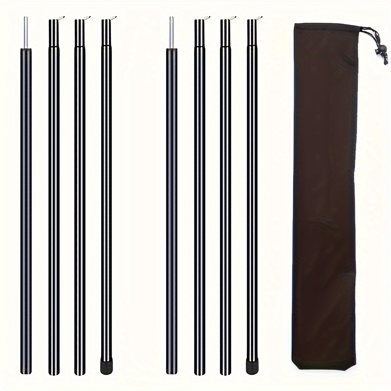 

8pcs Adjustable Tarp Poles Set For Tents, Awnings, Canopies, 3 Sizes Assembly, 78.74"/200cm Max Height, Sturdy Aluminum Alloy With Carry Bag - Outdoor Camping Gear (color Of Bag May Vary)