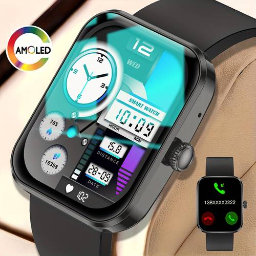 amoled smartwatch for men women wireless calling music hd 1 93 display 100 sports step distance calorie high quality wireless 5 0 usb rechargeable perfect gift for lovers versatile wearable sleek wearable tech durable rubber strap
