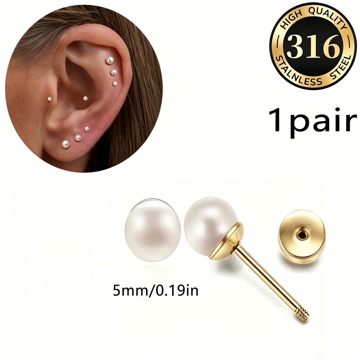 Women's Fashion Round Stud Earrings, Everyday Wear