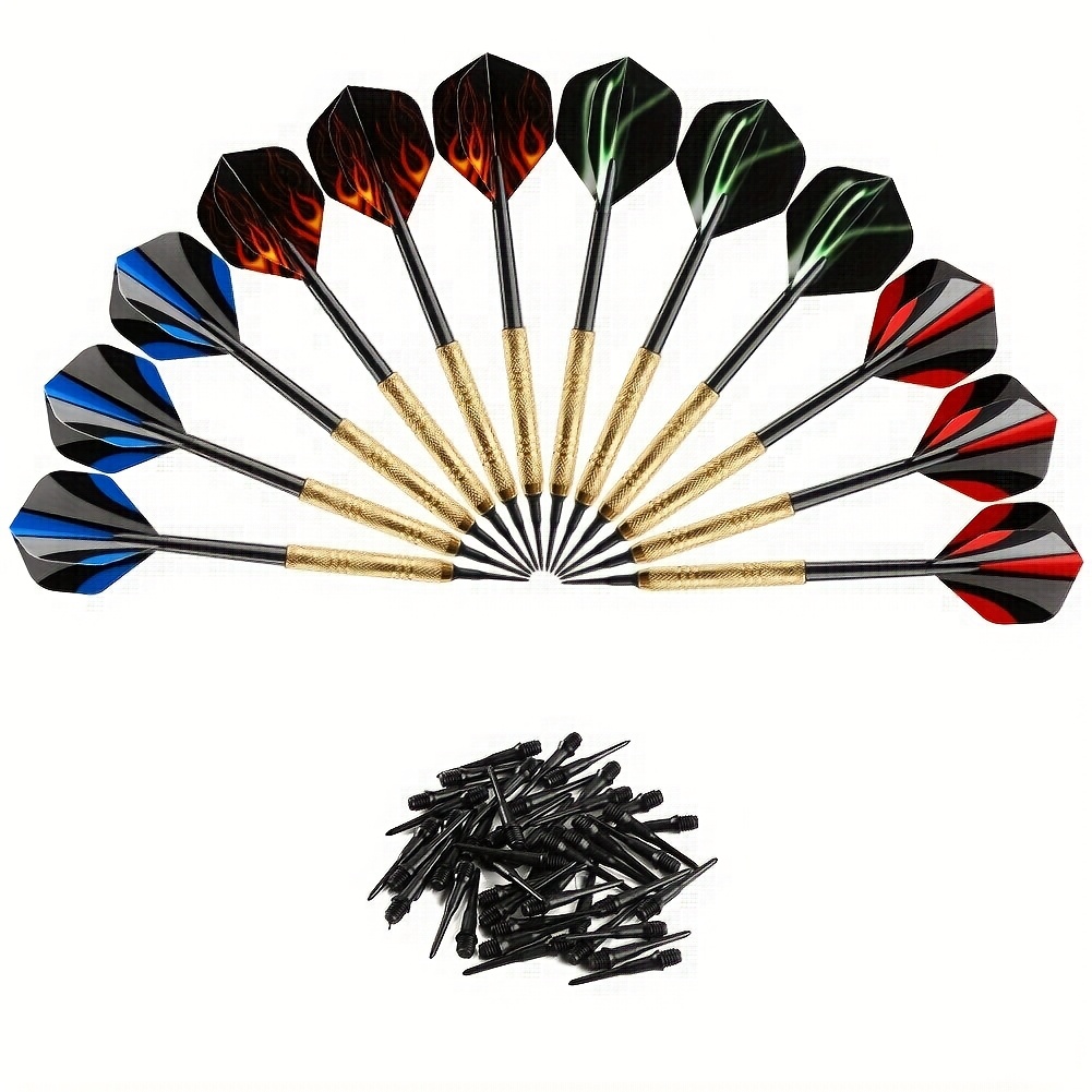 E-shop 12-teiliges Plastikspitzen-Dartset, -Darts mit 14g Plastikspitzen, inklusive 36 schwarzen 2BA-Ersatzspitzen, geeignet für