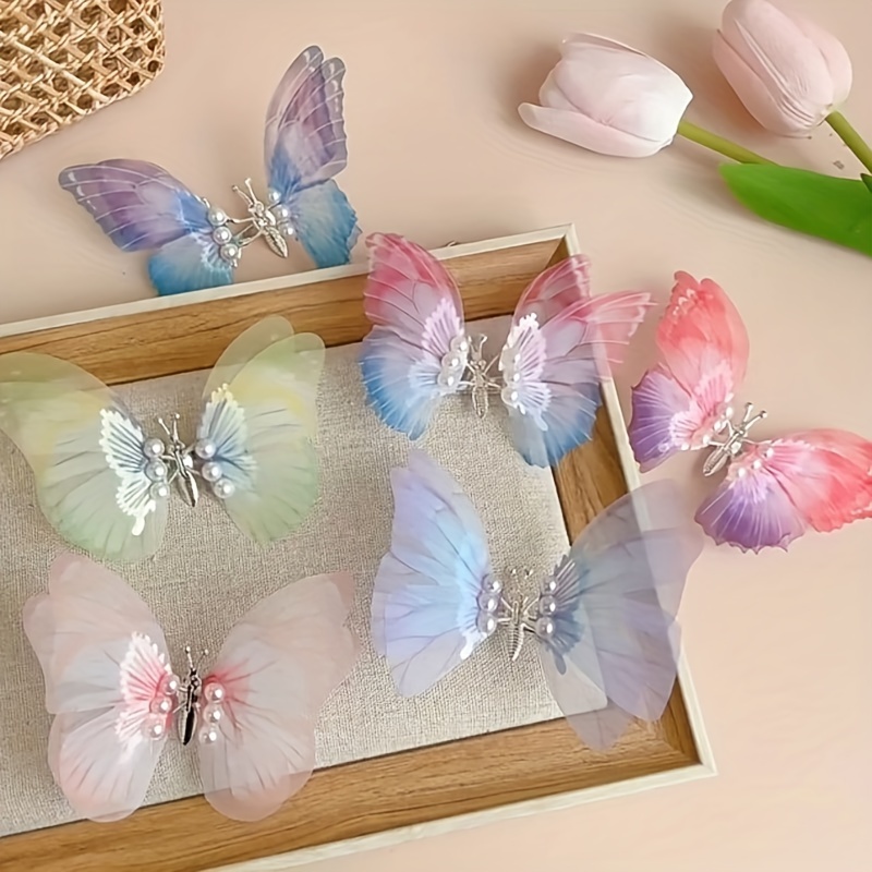 6-pack Bow Hair Clips - Elegant & Cute Gradient Color Fabric Hairpins For Women, Accessories For Side Bangs, Updos, Casual & Formal Events, Hair Clips, Design