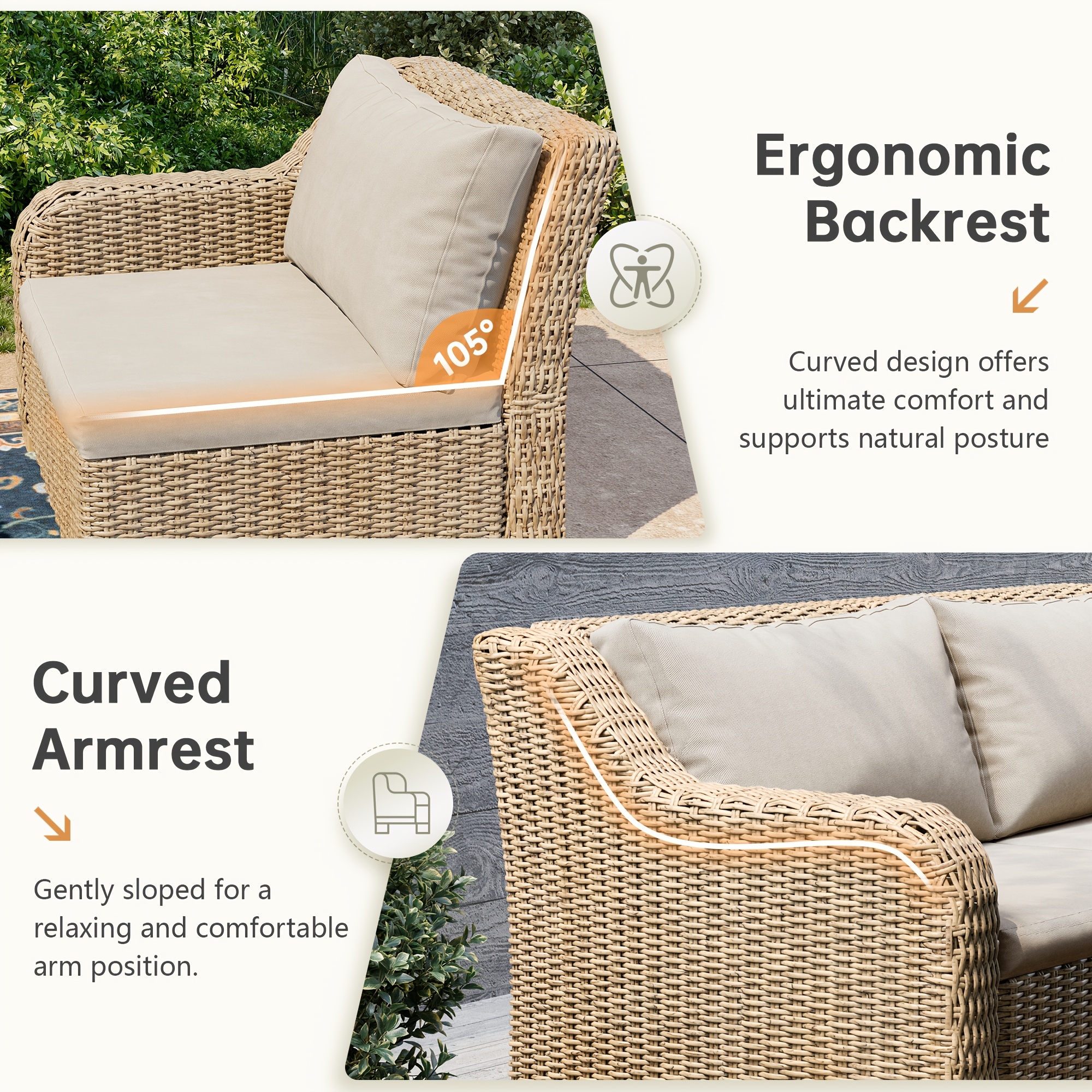 3pcs outdoor rattan sofa set all weather ergonomic patio furniture with storage coffee table and cushions elastic seat cushions   patio furniture for porch garden backyard durable outdoor furniture for family   ideal gift