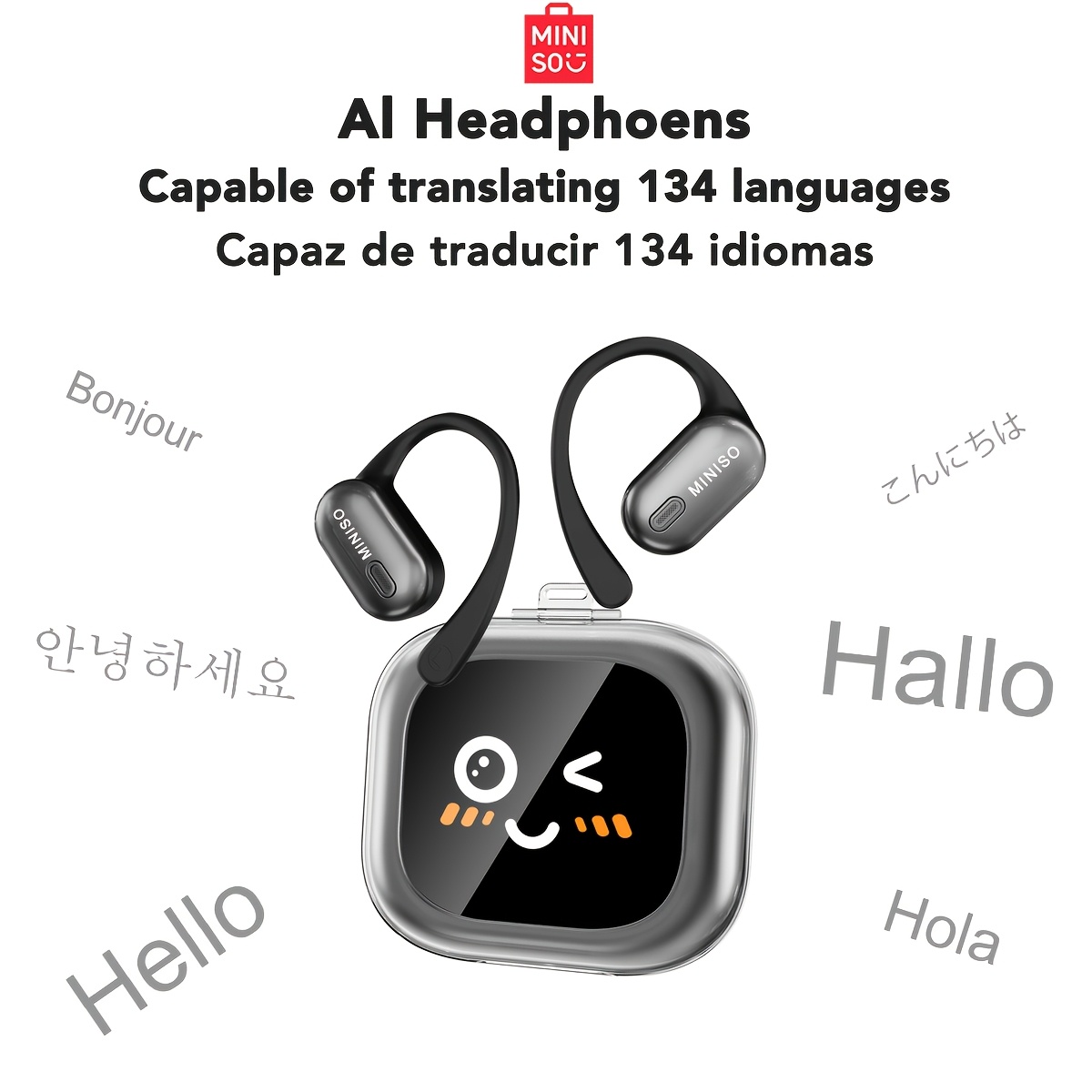 Image of Miniso Ms101 Wireless Earbuds With Ai Translation, Cancelling Wireless Headphones, Touch Screen Compatible For /, Open-ear Suitable For Sports, Business, Study, - & Fast Earphone System