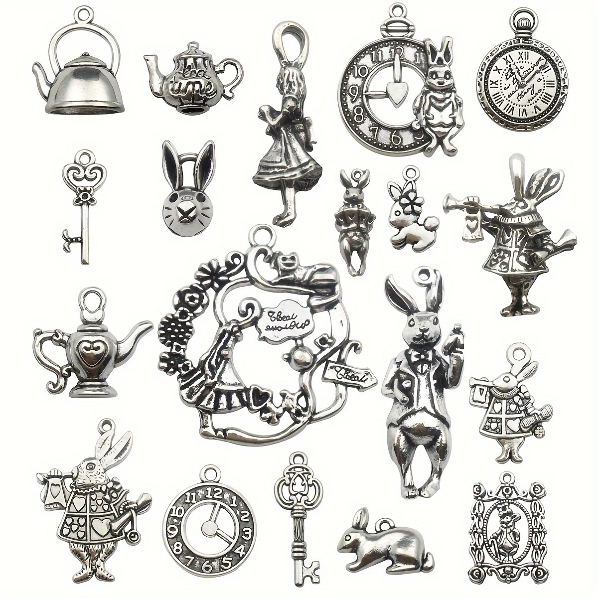 

44pcs Antique Royal Style Pendant Charms, Cute Cartoon Tea Party Theme Charms, For Jewelry Making Diy Supplies