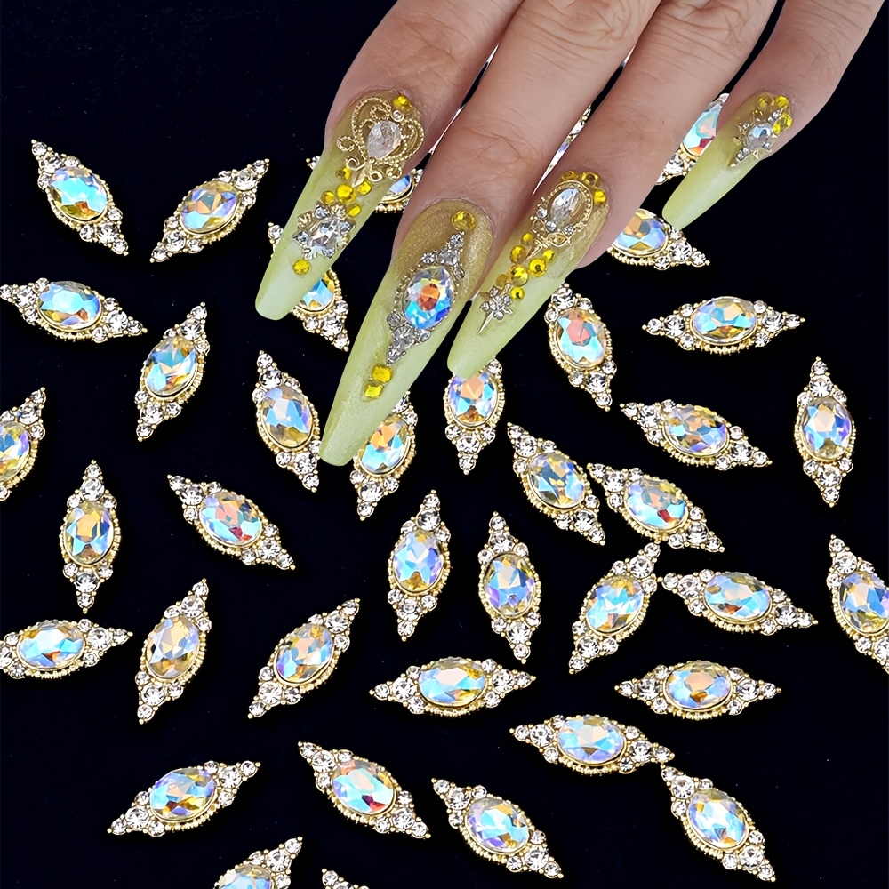 

10 Pieces Of Oval Gemstones For Nail Art, With Gradient Transparent Crystal Stones, Large Size Nail Decorations, Suitable For Extending Nails Or Decorating Long Nails.