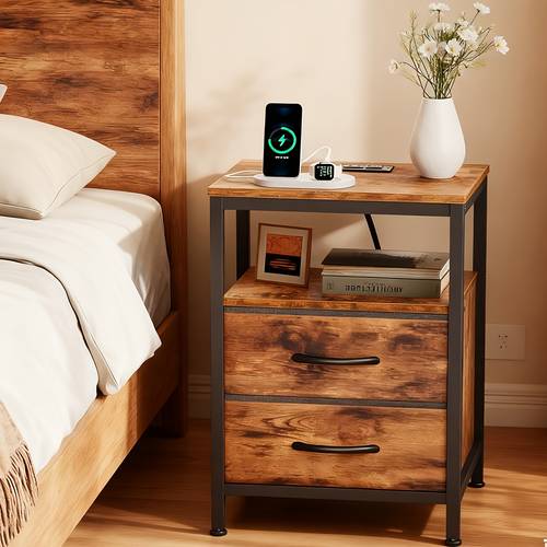 1 2p bedside table charge usb type c ports space saving floating nightstand with 2 adjustable drawers built in socket ideal for modern bedrooms