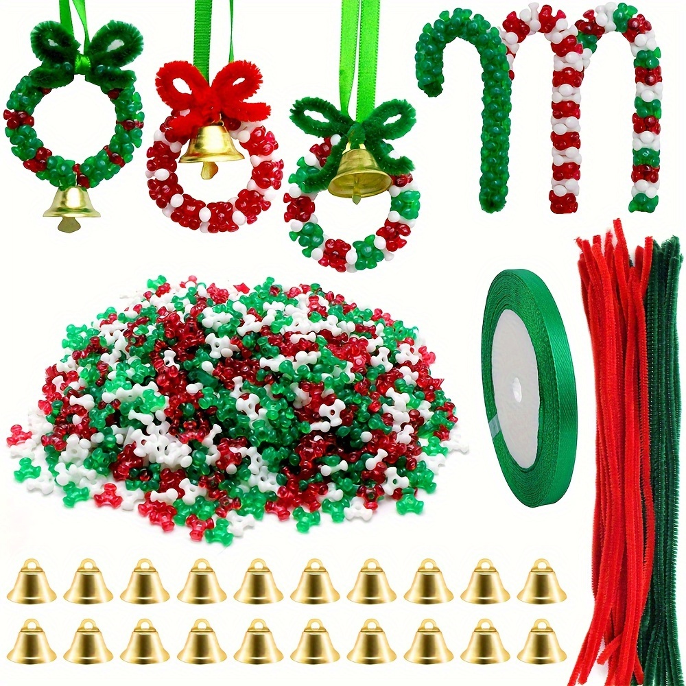 

Festive Christmas Diy Bead Bell Ornament Kit - 1571 Pieces, Plastic, No Enamel, Aogue Brand