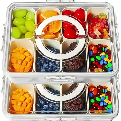 layered snack box container with lid and handle portable bento box reusable compartmentalized refrigerator fresh keeping box storage shape polypropylene material closure