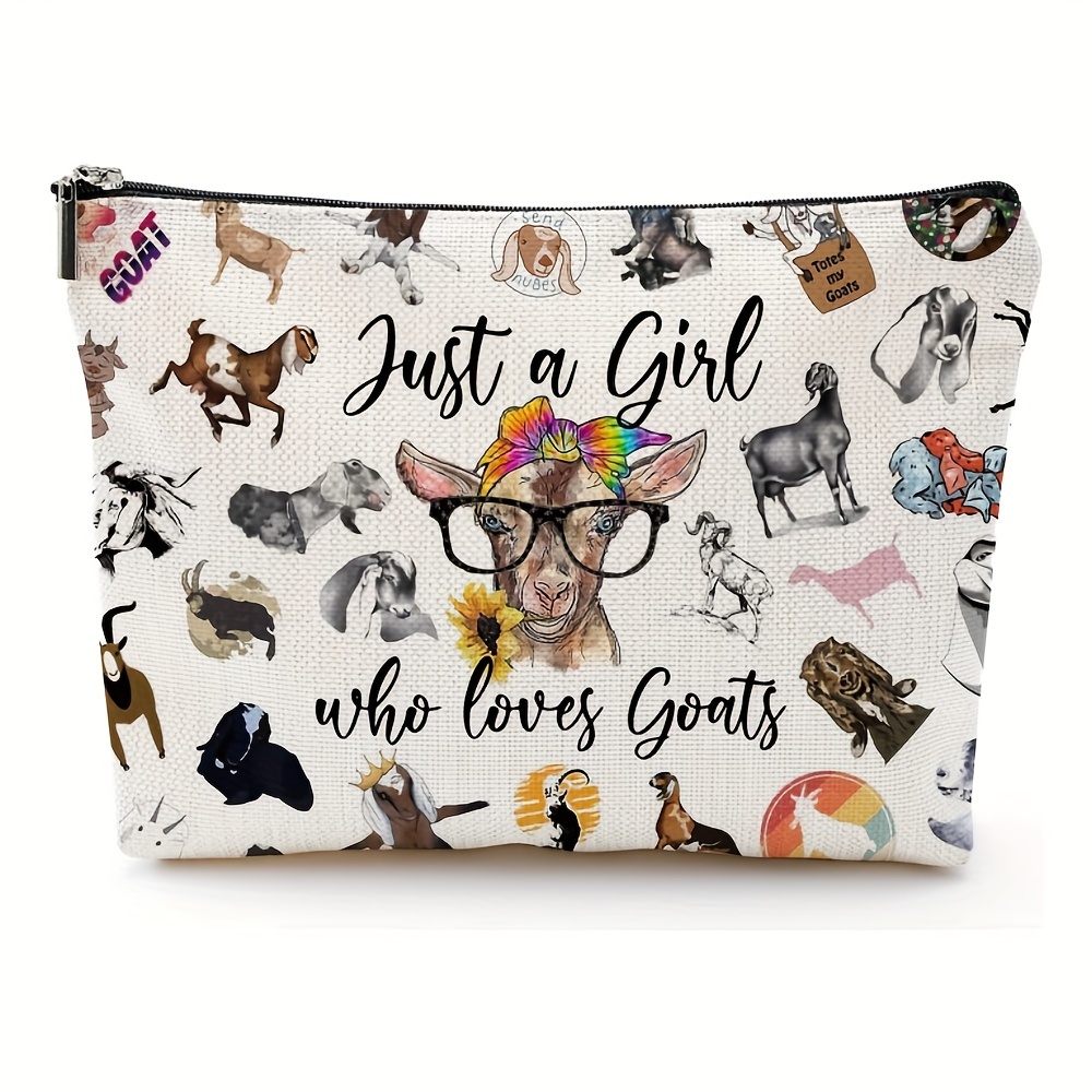 

Chic Goat-themed Makeup Bag For Women - Perfect Gift For Goat Enthusiasts, Fabric With Zipper Closure