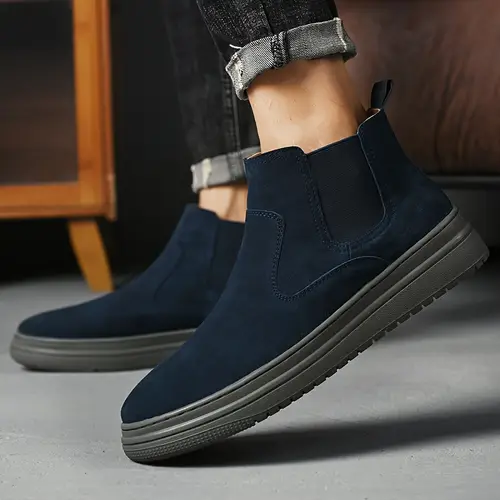 남성용 스타일리시 브라운 부츠 - 핸드메이드 고무 밑창 앵클 부츠, 캐주얼 슬립온 디자인, 캐주얼 의상, 파티 및 야외 활동용, 하이킹 부츠 | 클래식 부츠 | 내구성 있는 고무 밑창