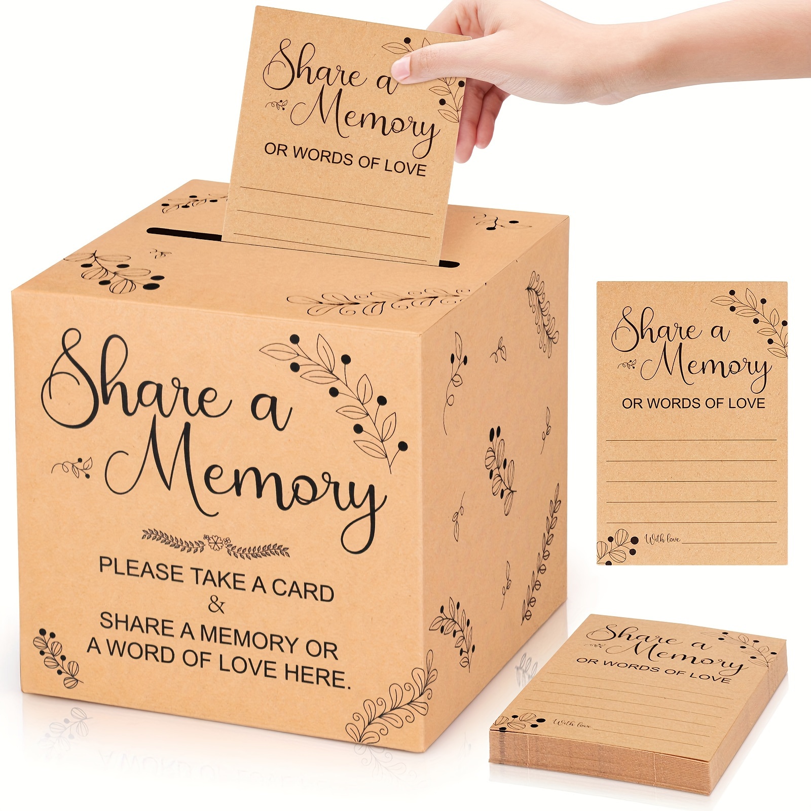 

50pcs Share A Memory Guest Cards With Box - Paper Keepsake Celebrations, Birthdays, Anniversaries, Memorials, Funerals, Graduations, Bridal Showers - No Electricity Needed