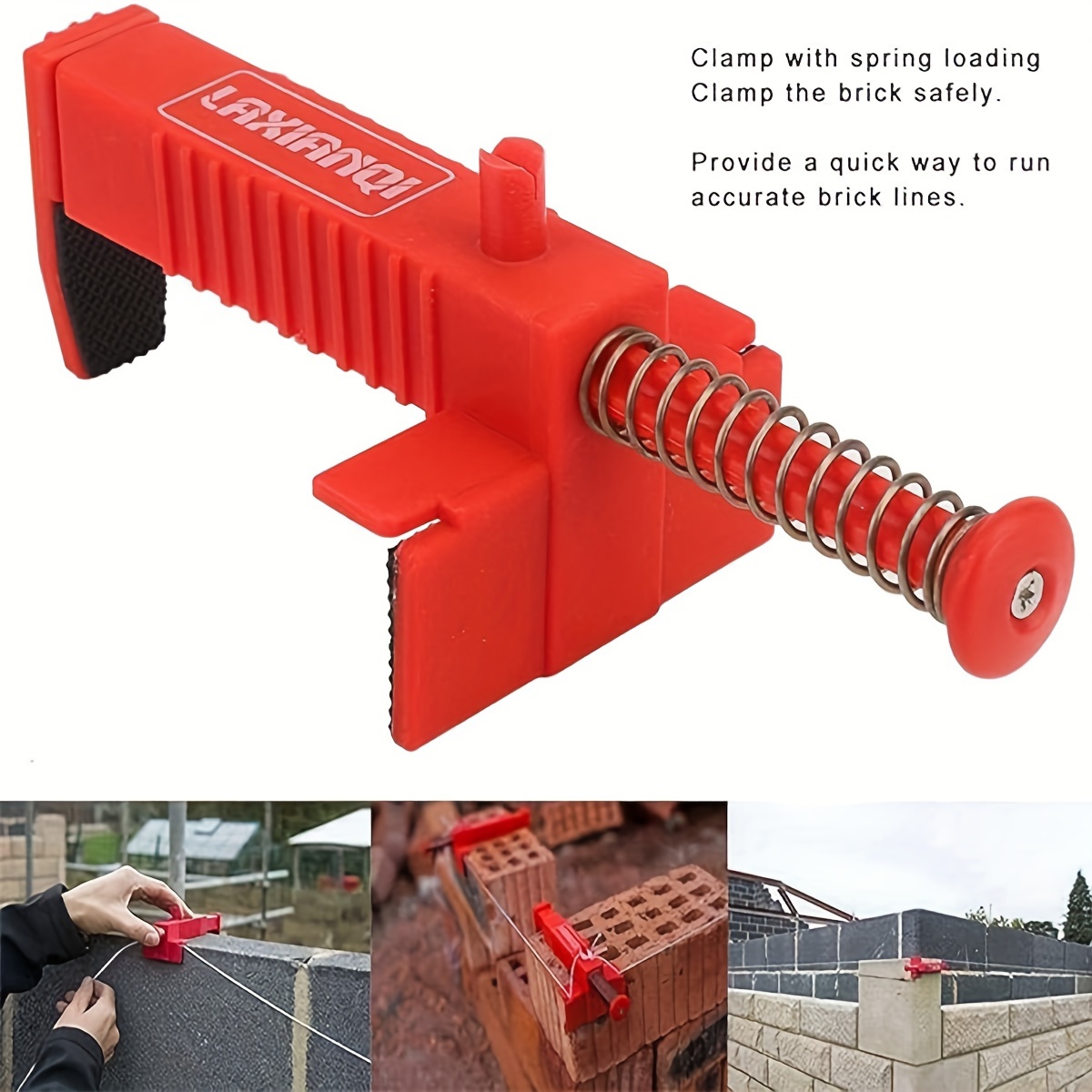 

2-piece Red Brickwork Line Puller - 3.5-4.7" Adjustable Clips For Precise Leveling & Measuring, Durable Plastic Construction Tool