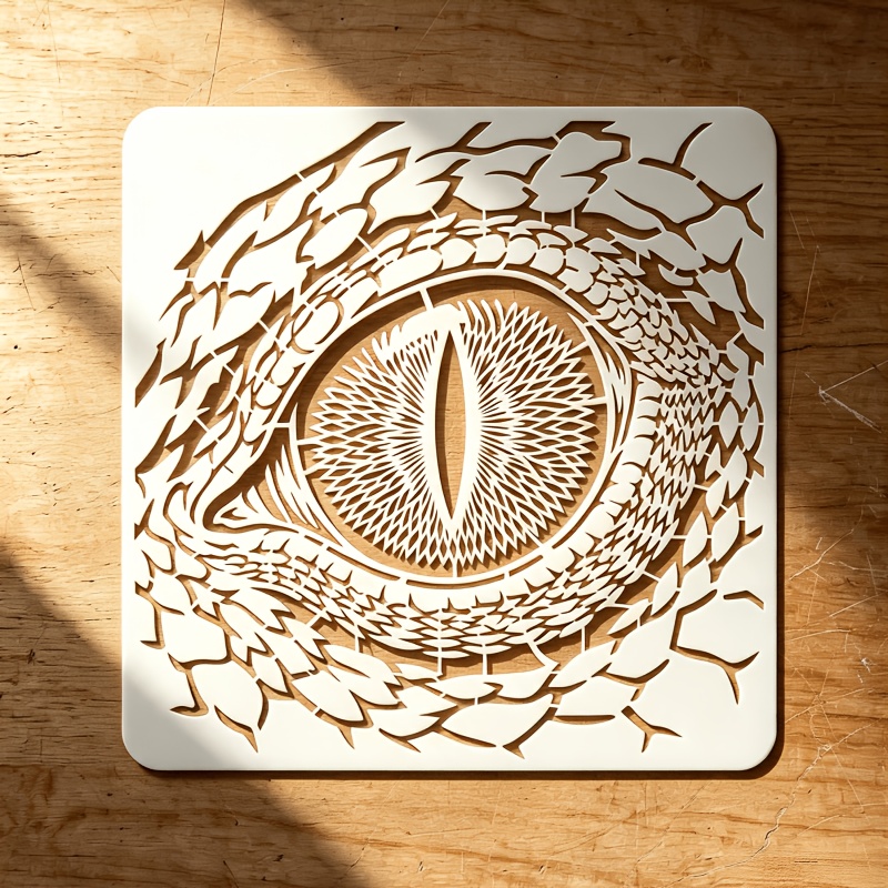 TEMU 1pc Reusable & Washable Reptile Eye Stencil - Hollow-out Screen Printing Plate Suitable For Wood, Canvas, Fabric, Walls, Glass - Diy Craft Tool