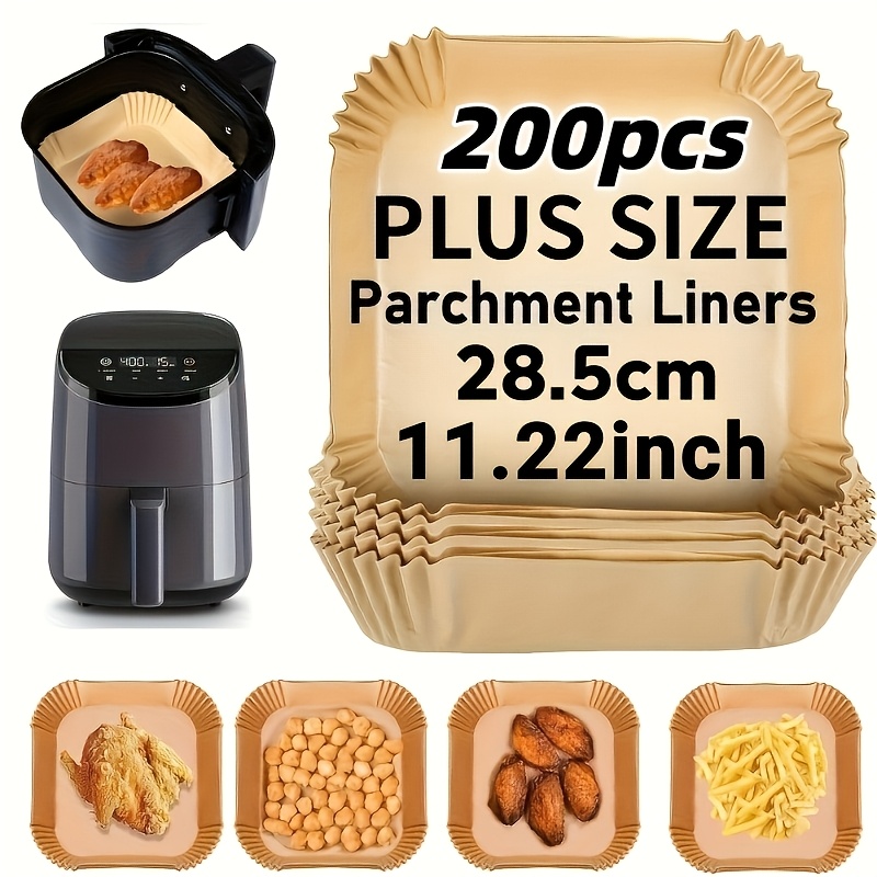 TEMU 200 pezzi XXXL Rivestimento per Friggitrice ad Aria - Grande Carta da Antiaderente e Antiaderente, per Arrostire Ali di Pollo, Friggere Fritte e