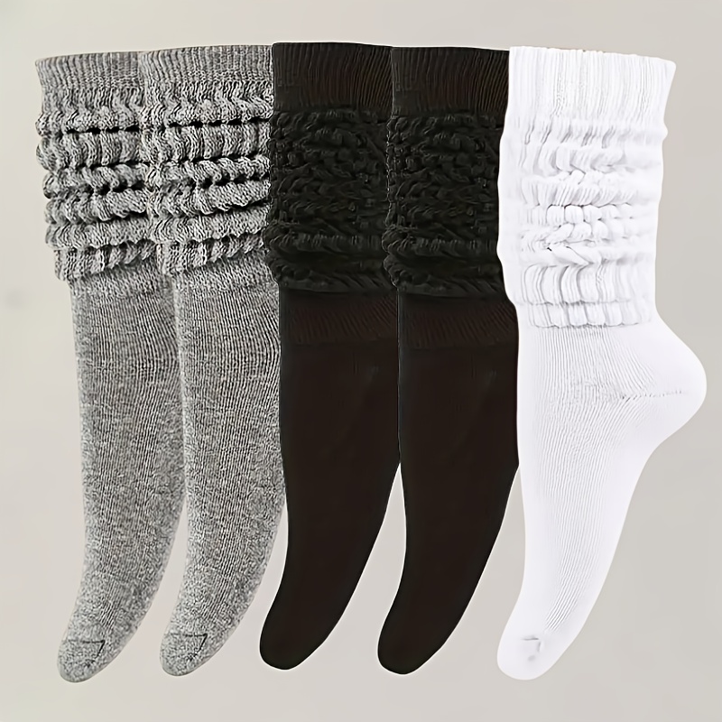 TEMU [Style Automne Hiver] Chaussettes Longues Tendance, Confortables, Chaudes et Polyvalentes pour Femmes, 3 Paires/5 Paires