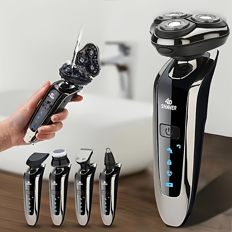 

5-in-1 Men's Electric Shaver Set - Usb Rechargeable, Waterproof Razor With Hair Clipper, Sideburn Trimmer, Nose & Facial Grooming Brush - Perfect Father's Day, Birthday, Christmas Gift
