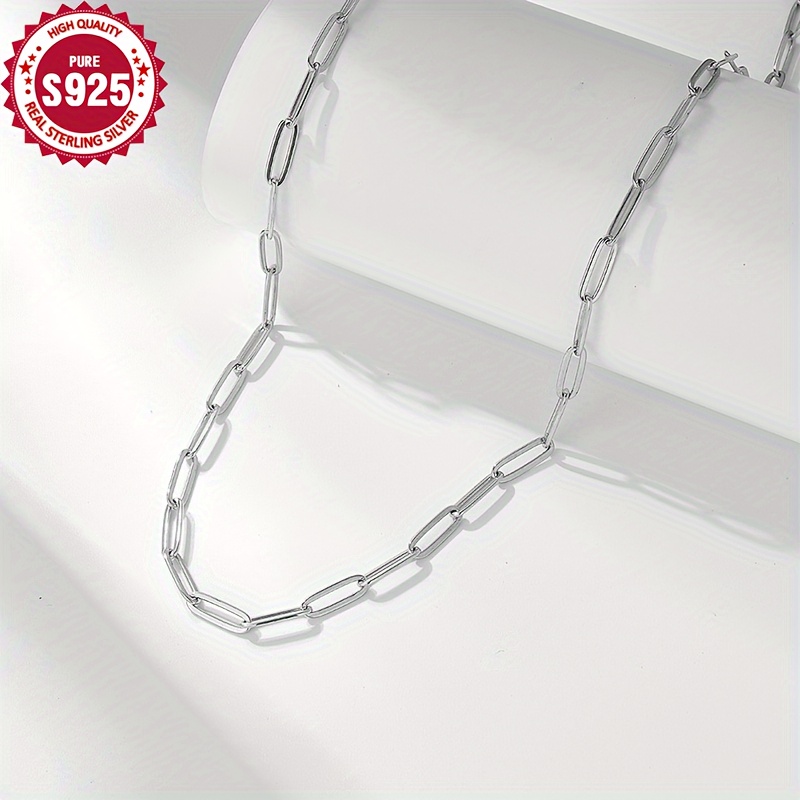 

Classic & Simply Style, Silvery Hollow Buckle Chain Necklace For Unisex, Fashion Punk Accessory For Daily Wear & Party, Perfect Gift For Ladies, Include Box, Weight 4g