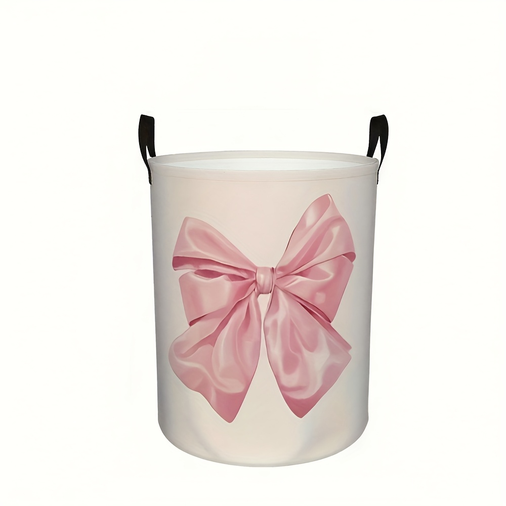 E-shop ., Rosa Satin Schleife Muster Spielzeug Aufbewahrungskorb, Geeignet für Schlafzimmer, Waschküchen und Studentenwohnheime. Handhabbarer