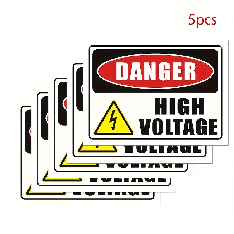 TEMU Set Of 5 High Voltage Hazard Warning Labels Suitable For Electrical Appliances
