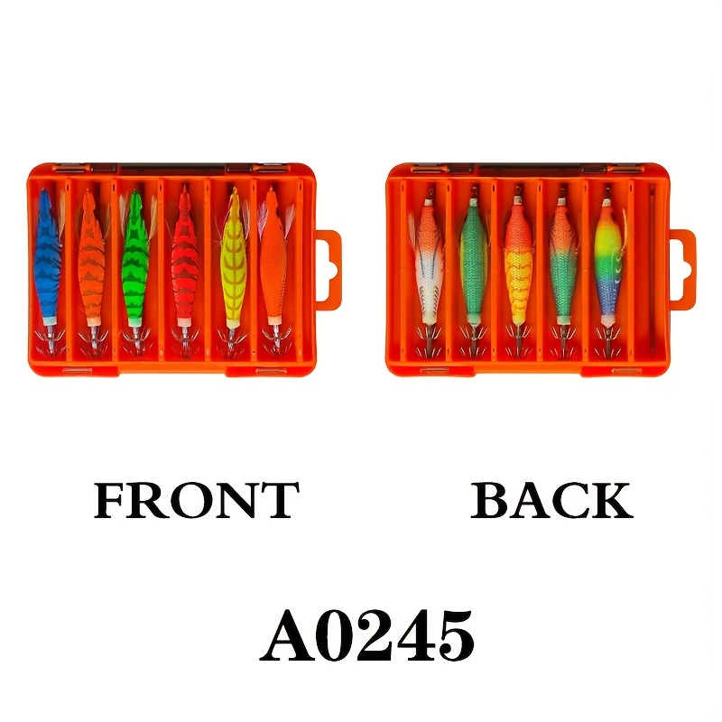 TEMU 11pcs Lure Fake Bait Set, -the-dark Wooden Shrimp Lure 2.5#/8.5cm Squid Bait With Umbrella Hooks For Squid, Octopus, Double-sided Fishing Gear