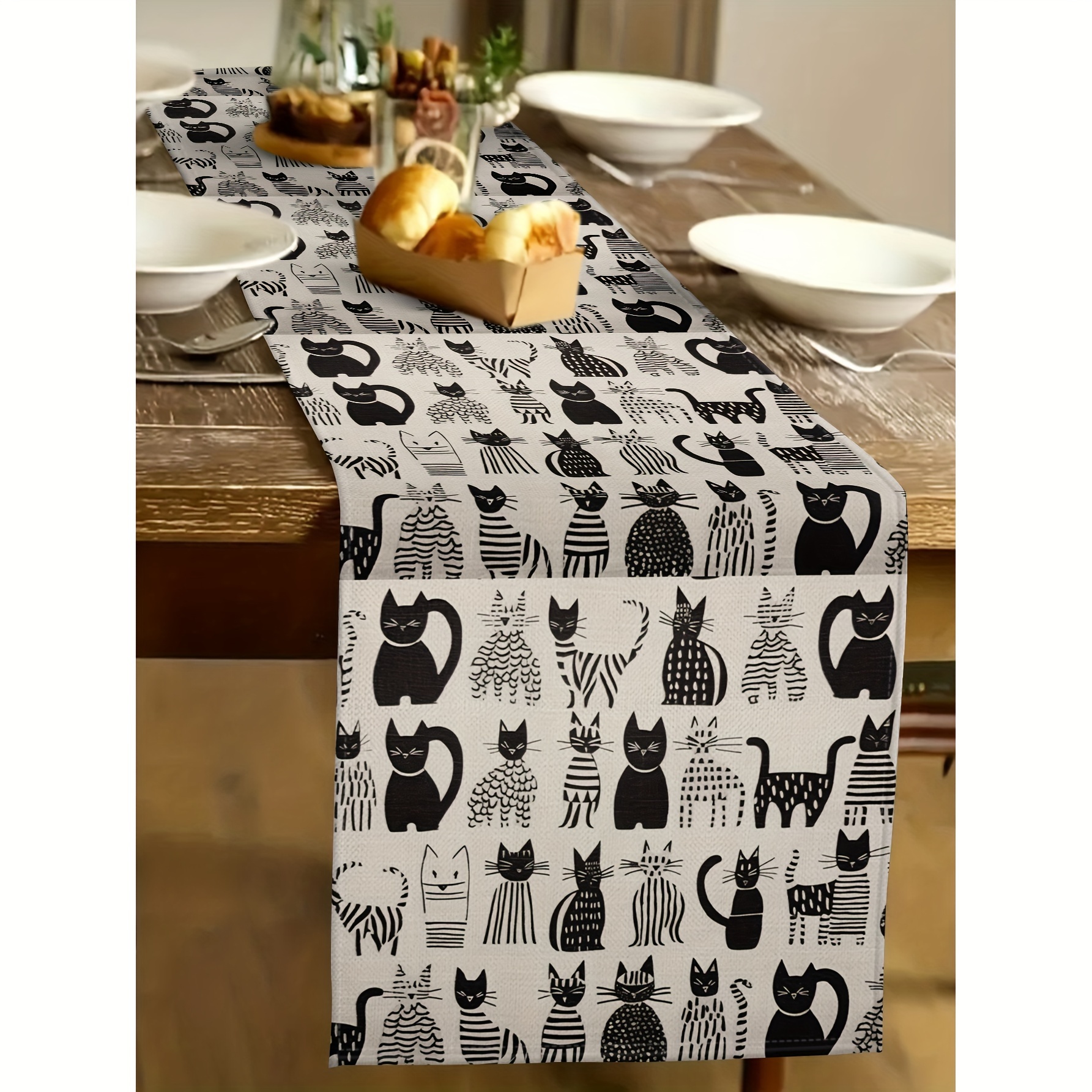 

-themed Linen Table Runner - Modern Home & Party Decor, Dustproof, 13x72 Inches