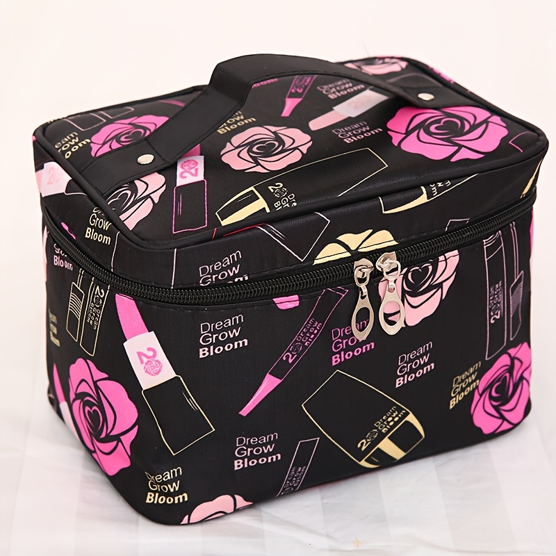 

A Large Capacity Satin Cosmetic Folded And Used As A Portable Toiletry Bag.