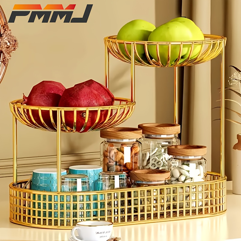 TEMU Pmmj 3-tier Metal Fruit Basket, Snack And Cake Display For Kitchen, Living Room, And Parties - Durable Countertop Storage Rack For Fruits,