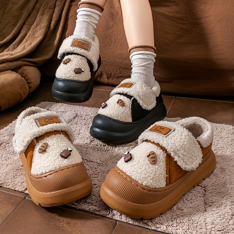 women s plush fleece-lined winter slippers - thick non-slip eva sole, warm indoor/outdoor house shoes with plush lining & arch support Product details 1