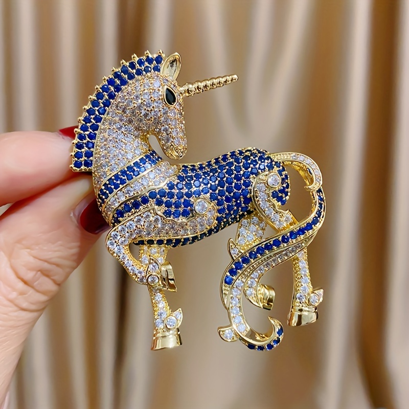 

1pc Copper Unicorn Brooch Pin Synthetic Zirconia, Enamel Pin For Women, For And - All Compatible