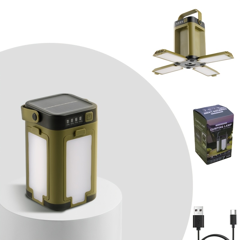 TEMU Lámpara solar LED para camping, equipo de iluminación portátil para exteriores, lámpara de tienda de campaña de , equipada con función de carga