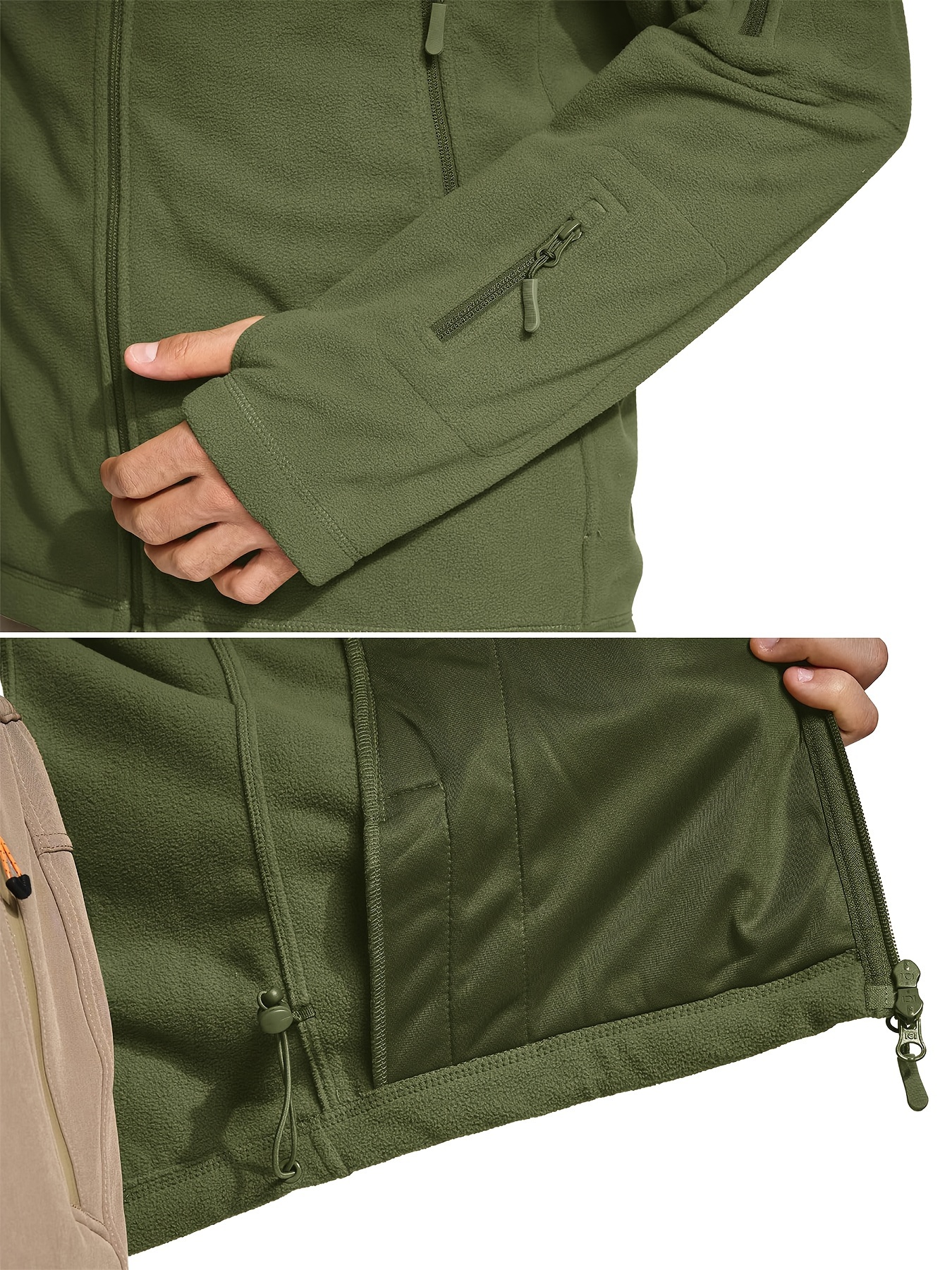 Men's Winter Tactical Hoodie Jacket - Windproof, Warm Polyester Fleece with Multiple Pockets, Thumbhole Cuffs, and Adjustable Drawstring Hem for Outdoor Sports and Hunting