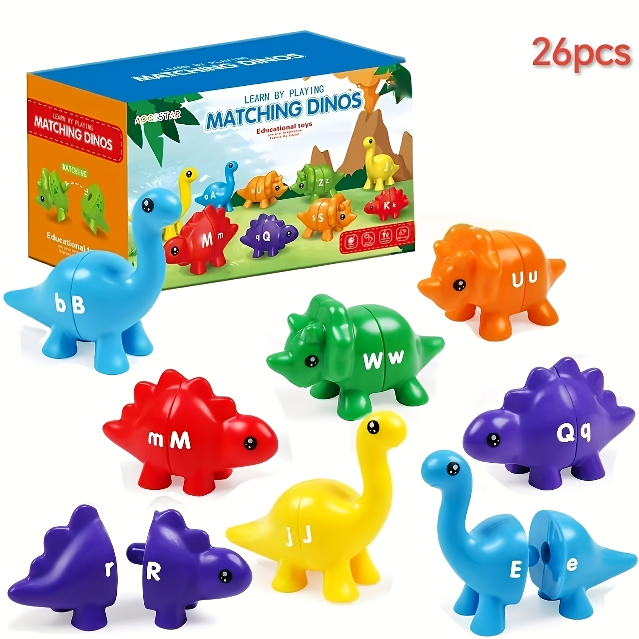 Coyban Double-sided Abc Dinosaur Alphabet And Number Matching Toy, Baby Toy, Activity Fine Counting Toy, Classroom Learning Alphabet, Best Dinosaur Theme Party Birthday, Thanksgiving, Christmas Gift