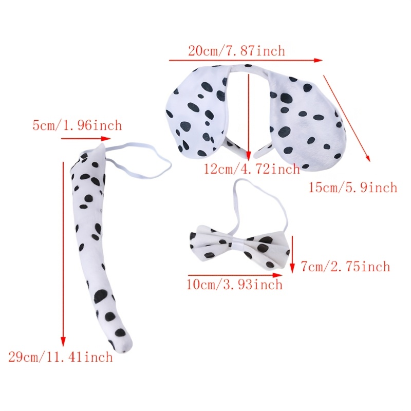 TEMU New 3pcs Spotted Puppy Halloween Costume Headgear And Makeup Props For Parties, Featuring Cute