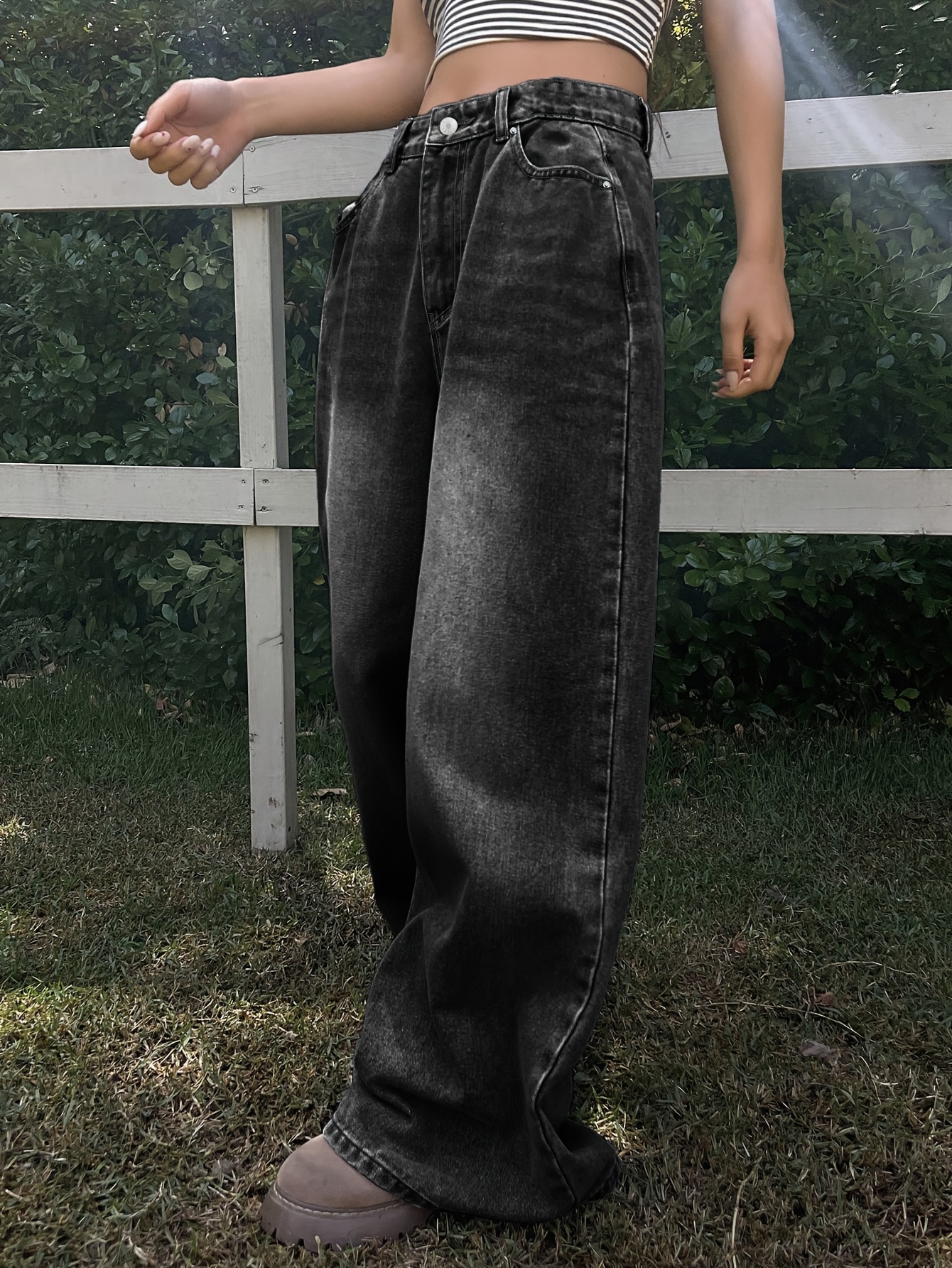 Damen Jeans High Waist Wide Leg - Bequeme Stretch Denim Hose