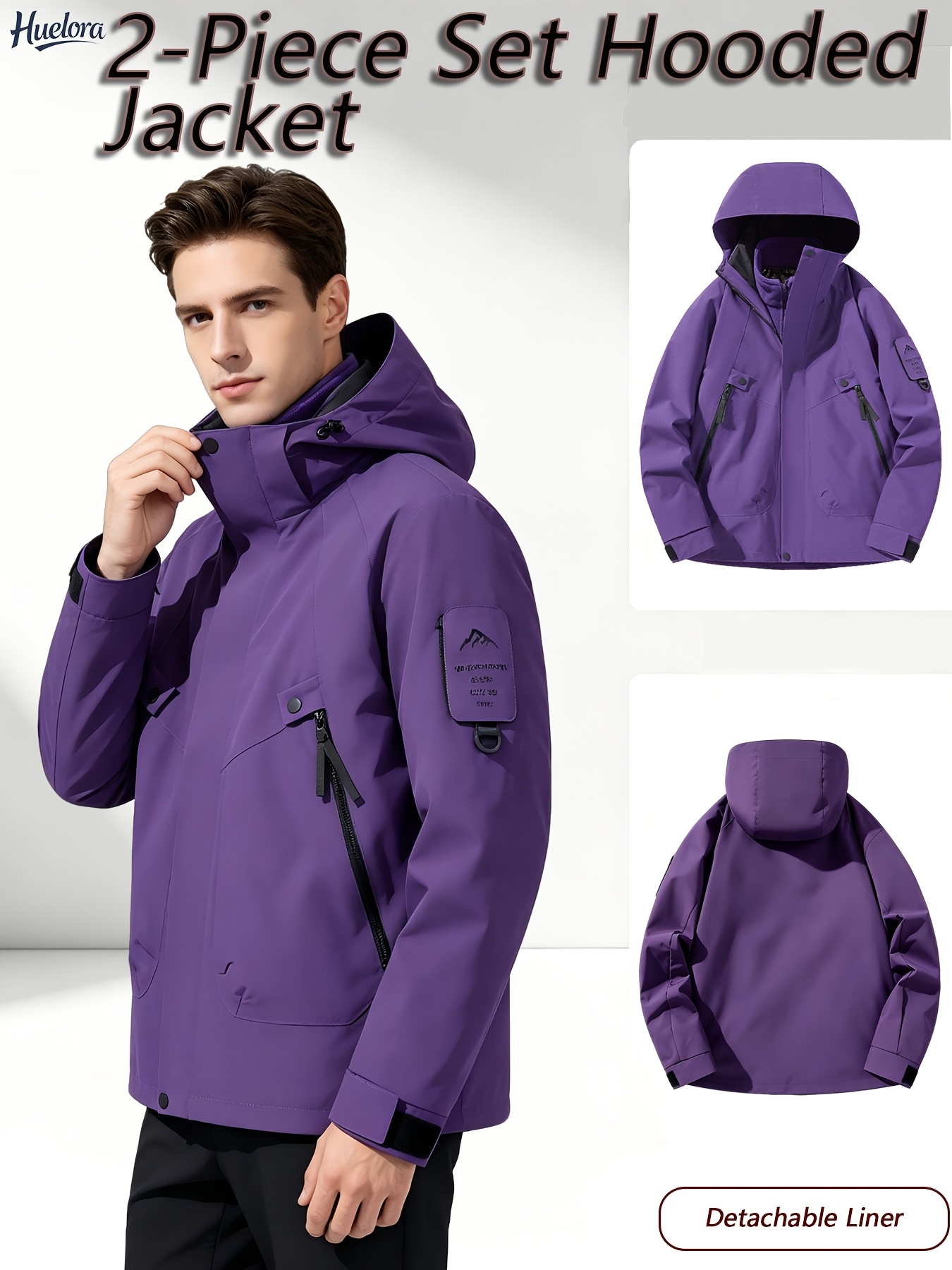 Men's 3-in-1 Jacket, High-End Solid Color Detachable Liner Set