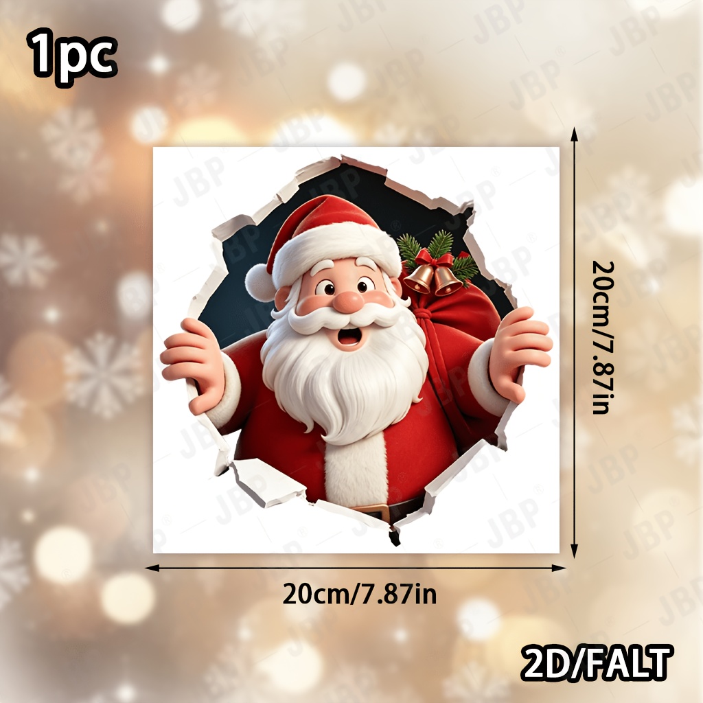 TEMU 2d Flat, 2d Flat Christmas Santa Claus Toilet Lid Sticker, Self-adhesive Xmas Santa Toilet Decal, Festive Holiday Bathroom Decor Sticker For