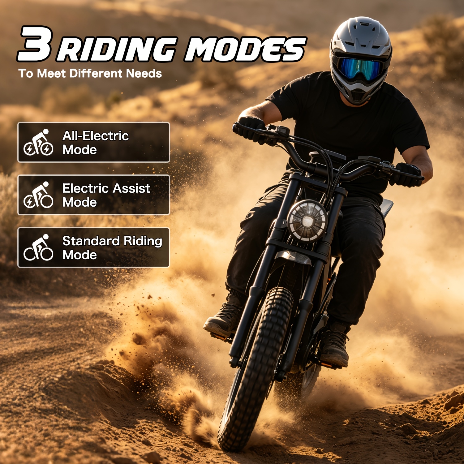 gt50-electric bike for adults teens, 749w   off-road ebike, 27.9mph and 65miles, 20 x 3in portable electric bike, dual suspension and dual brake, commuting ebike with long-seat, 365lbs Product details 3