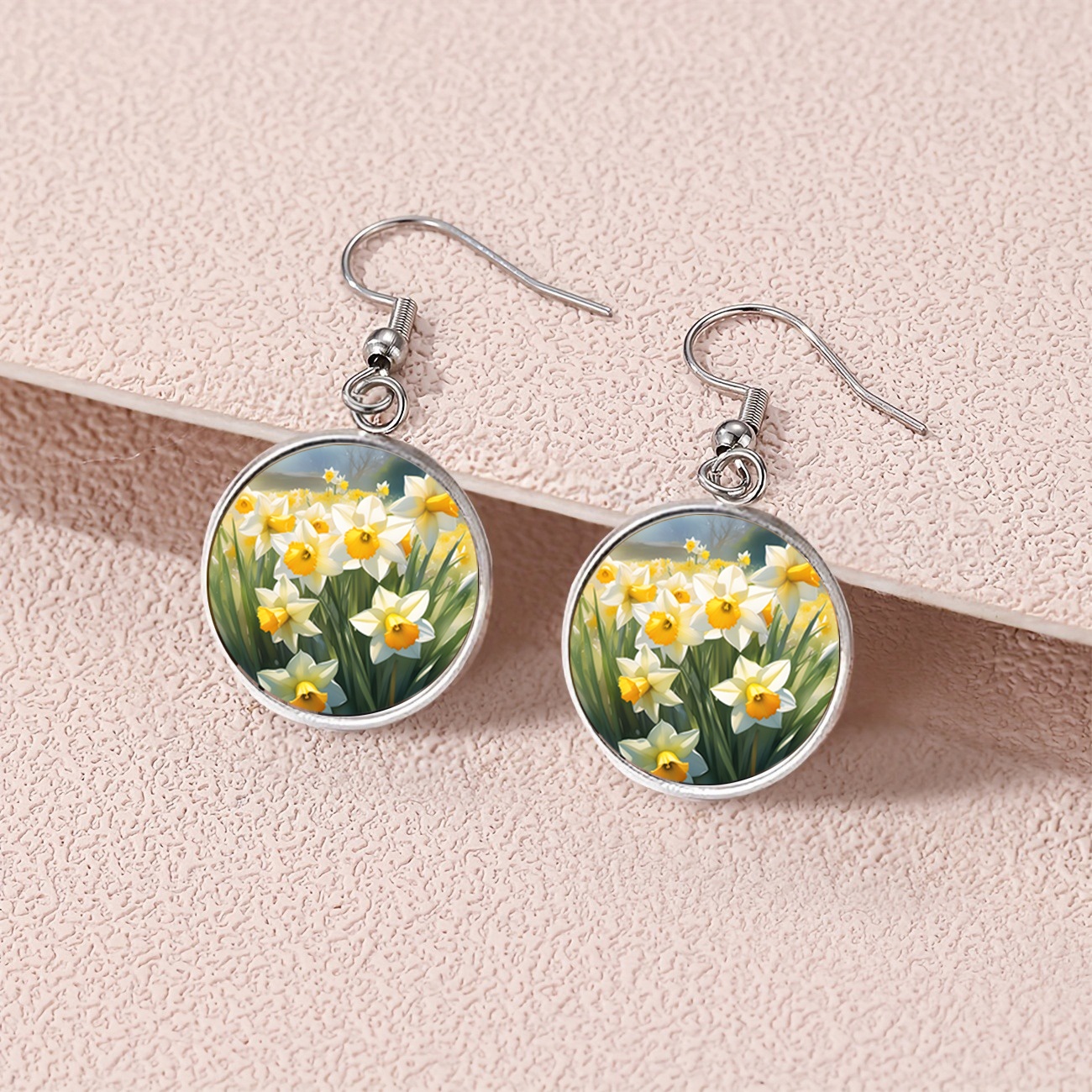 2pcs Custom Round Drop Earrings with Glass Bases