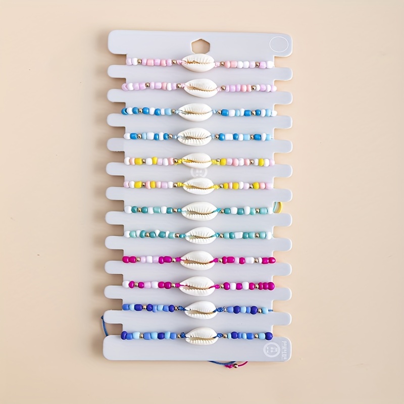 

12pcs Shell Bracelet, Adjustable Braided Bracelets Set, Colorful Beads Charm Jewelry Gift Unisex
