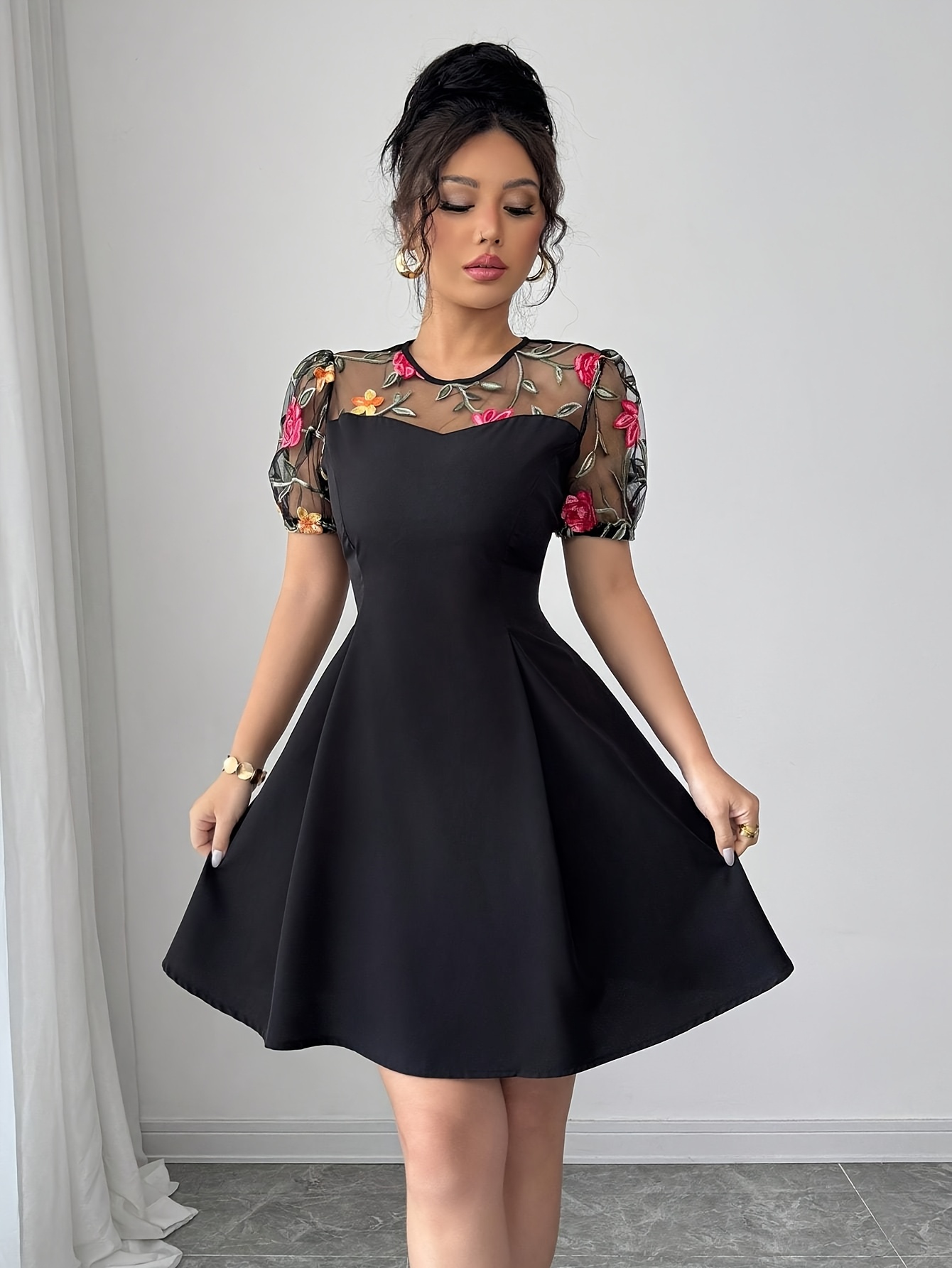 knee length dresses for ladies Camila Black Velvet Strapless Mini Dress - 6