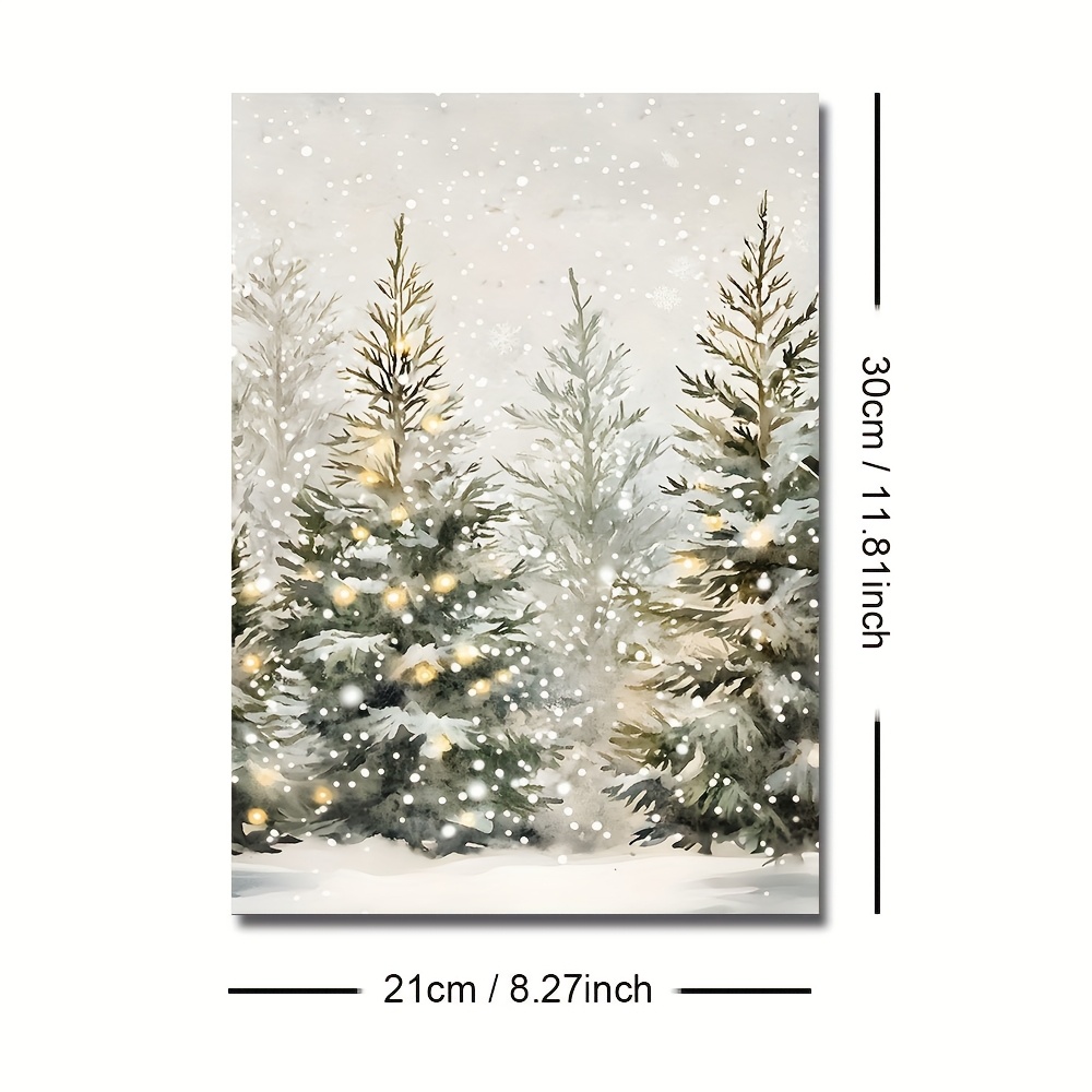 TEMU 2d Flat, 2d/flat 1pc Unframed Snowy Pine Trees Christmas Rustic Poster Festival Wall Art Canvas Print Minimalist Farmhouse Decor Landscape