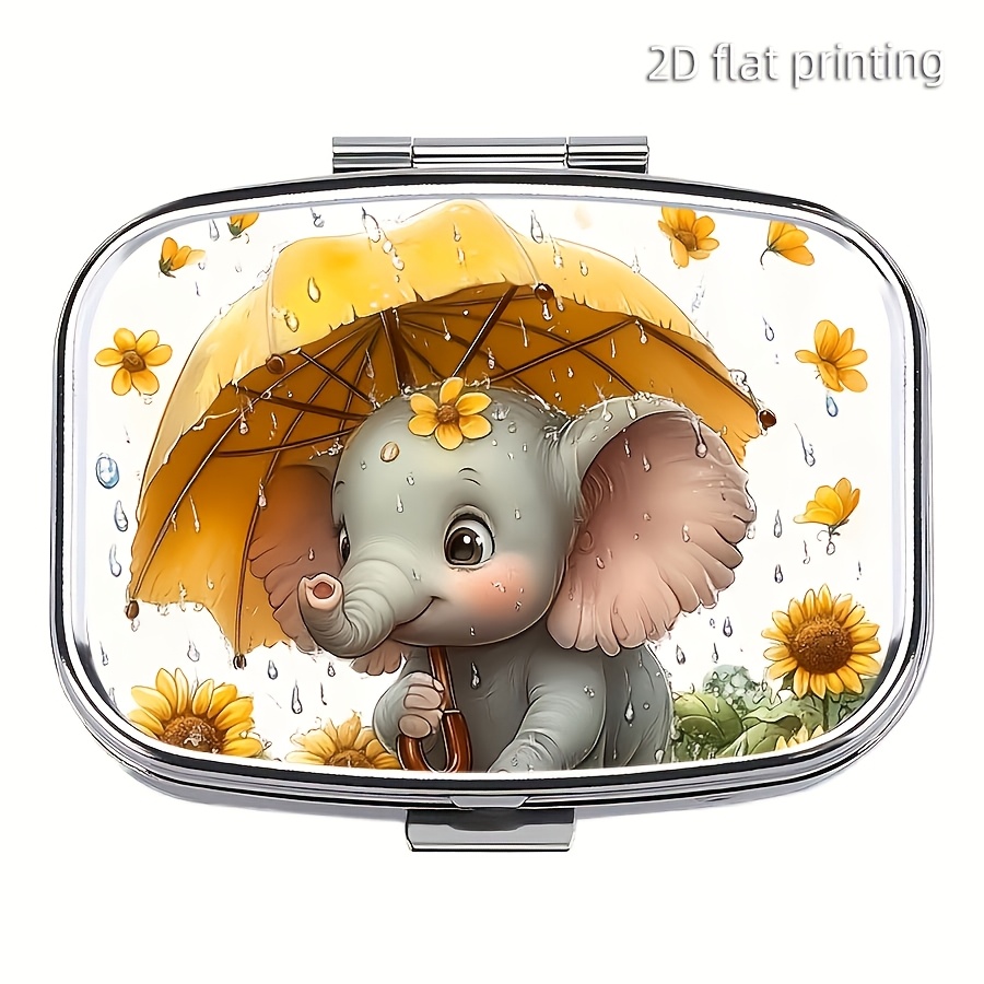 1pc Elephant Pill Case, Pill Box With Pocket 2-compartment Pill Case Vitamin Pill Organizer For Pocket Purse And Travel