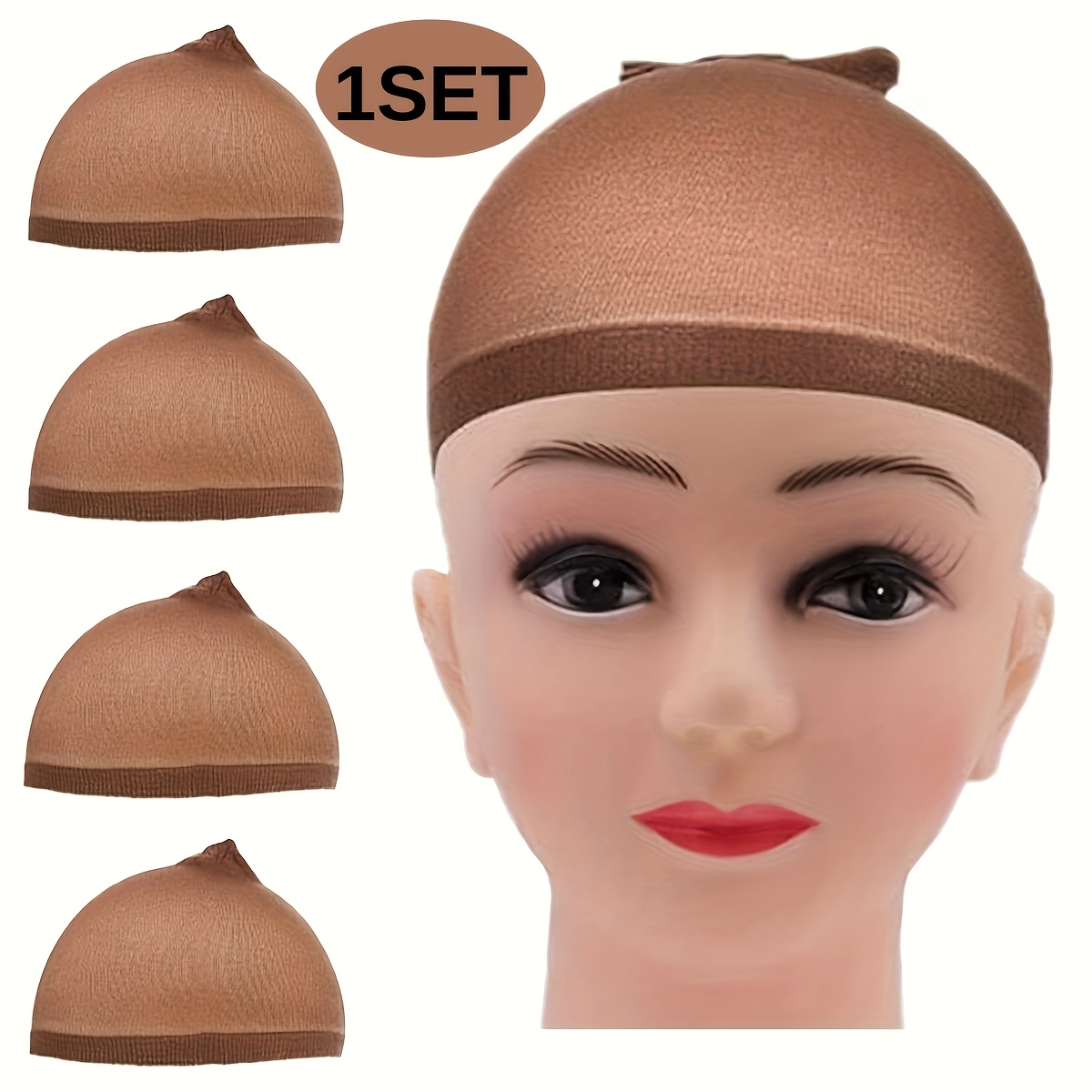 4/18pcs Dark Brown Elastic Nylon Wig Caps, Dark Brown Lace Front Wig Elastic Nylon Wig Caps, Women's Elastic Nylon Wig Caps, Making Wig Comfortable And Your Wig Look More Natural
